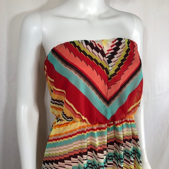 Ruby Rox Strapless Multi Color Summer Dress - Picture 2 of 8